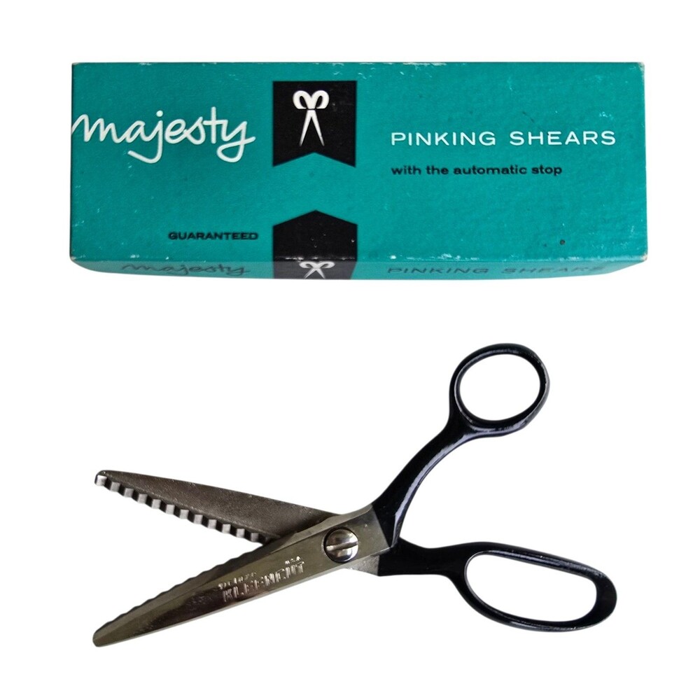Vtg Majesty Pinking Shears in Box by Kleencut Automatic Stop 1967 Scissors